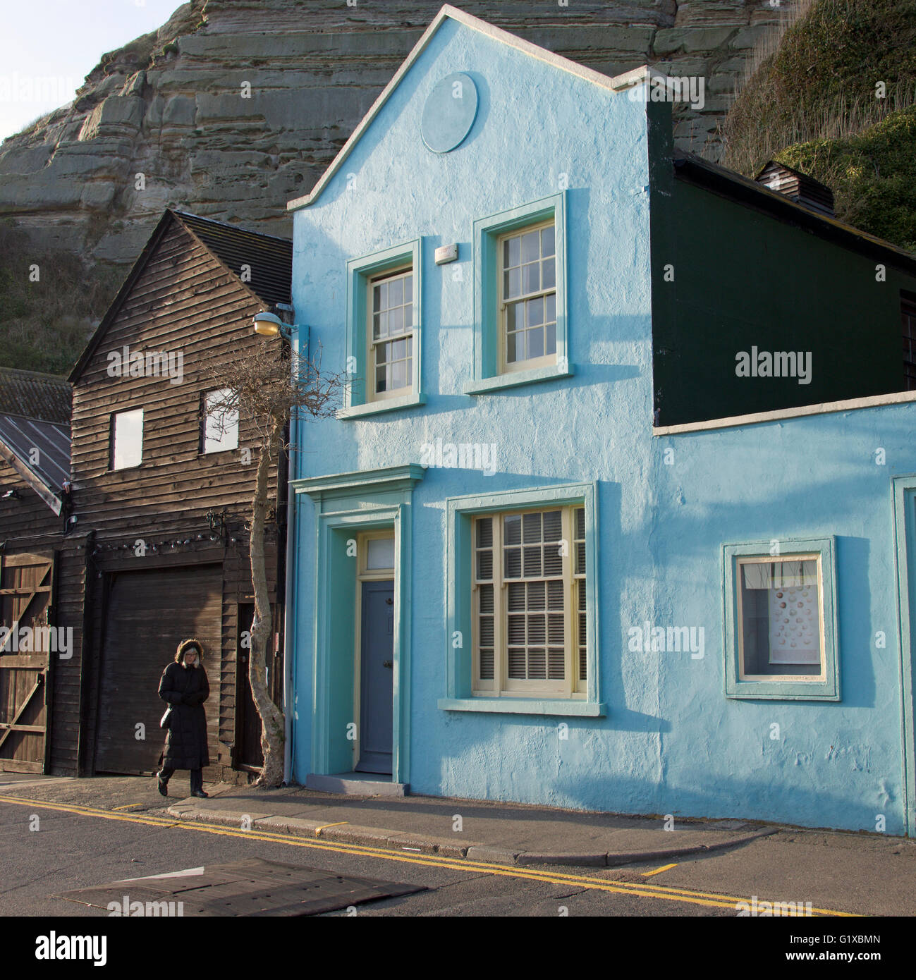 Les bâtiments du vieux Stade, Hastings, Royaume-Uni Banque D'Images