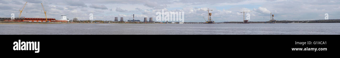 Mersey Gateway de construction d'un pont sur la rivière Mersey en amont du pont reliant le Queensway et Runcorn, Widnes Banque D'Images