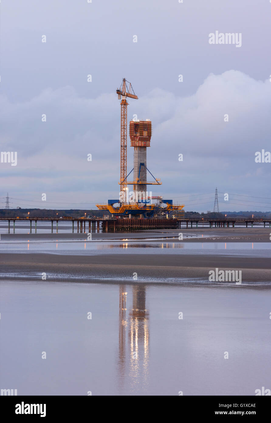 Mersey Gateway. La construction d'un nouveau pont sur la rivière Mersey en amont du pont du jubilé d'Runcorn-Widnes Banque D'Images
