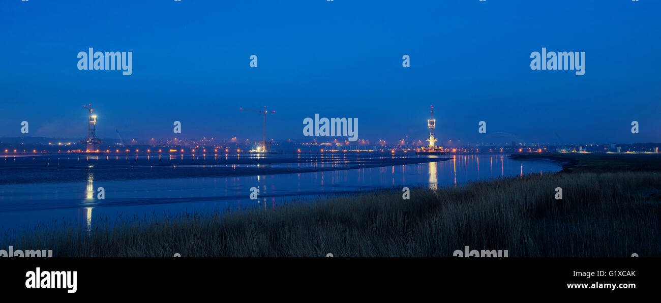 Mersey Gateway. La construction d'un nouveau pont sur la rivière Mersey en amont du pont du jubilé d'Runcorn-Widnes Banque D'Images