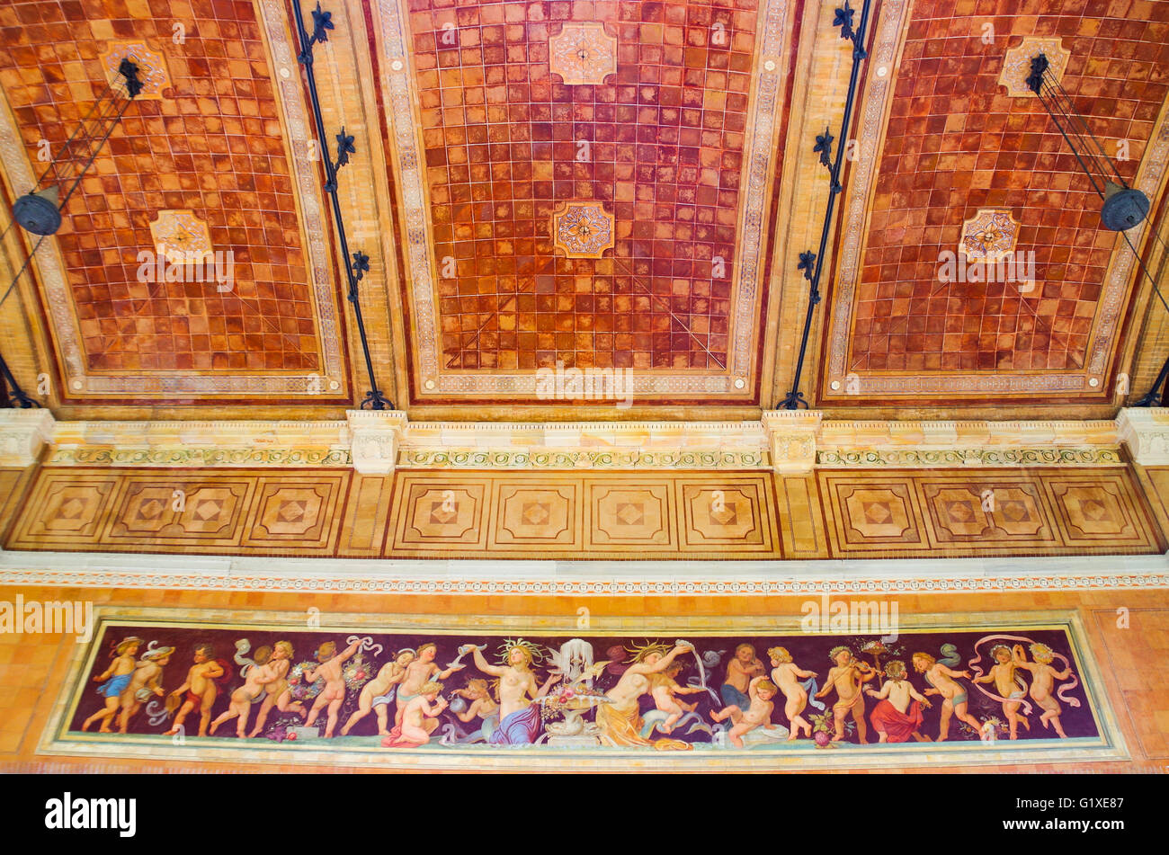 Plafond de Trinkhalle (pompes) dans le complexe thermal Kurhaus de Baden-Baden city center en Allemagne Banque D'Images