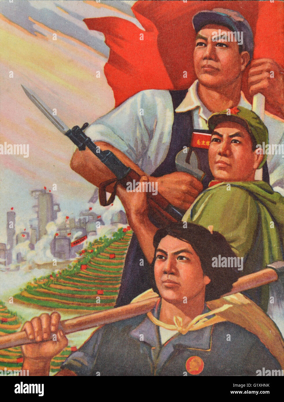 Les Affiches de propagande de la Révolution culturelle. Banque D'Images