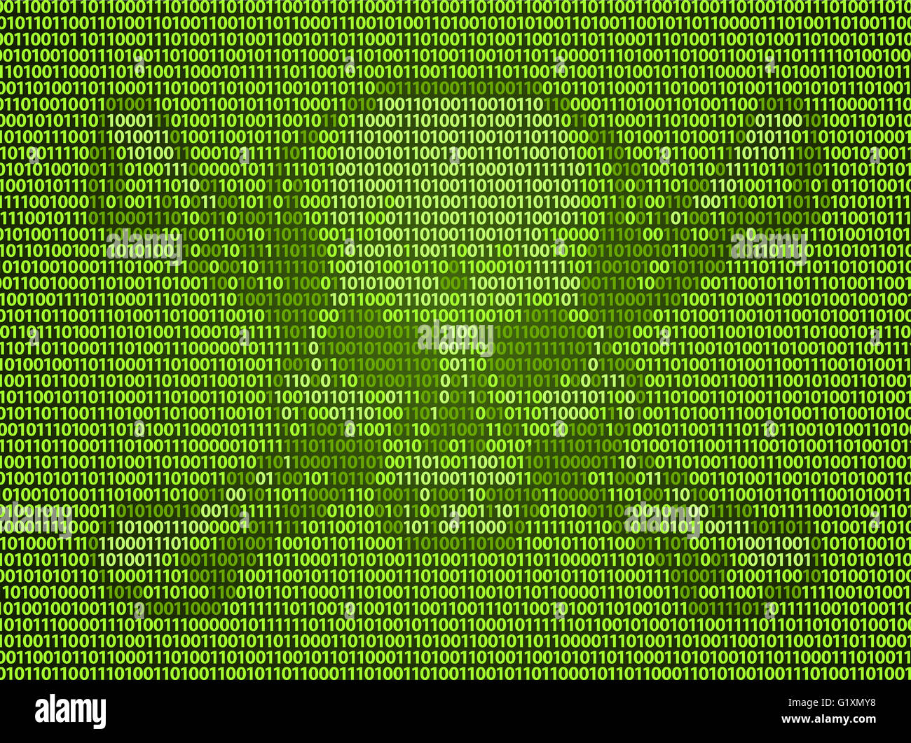 Tête de mort piraterie ou symbole de danger constitué de uns et de zéros binaires code machine. Concept pour le piratage en ligne, piratage, Banque D'Images