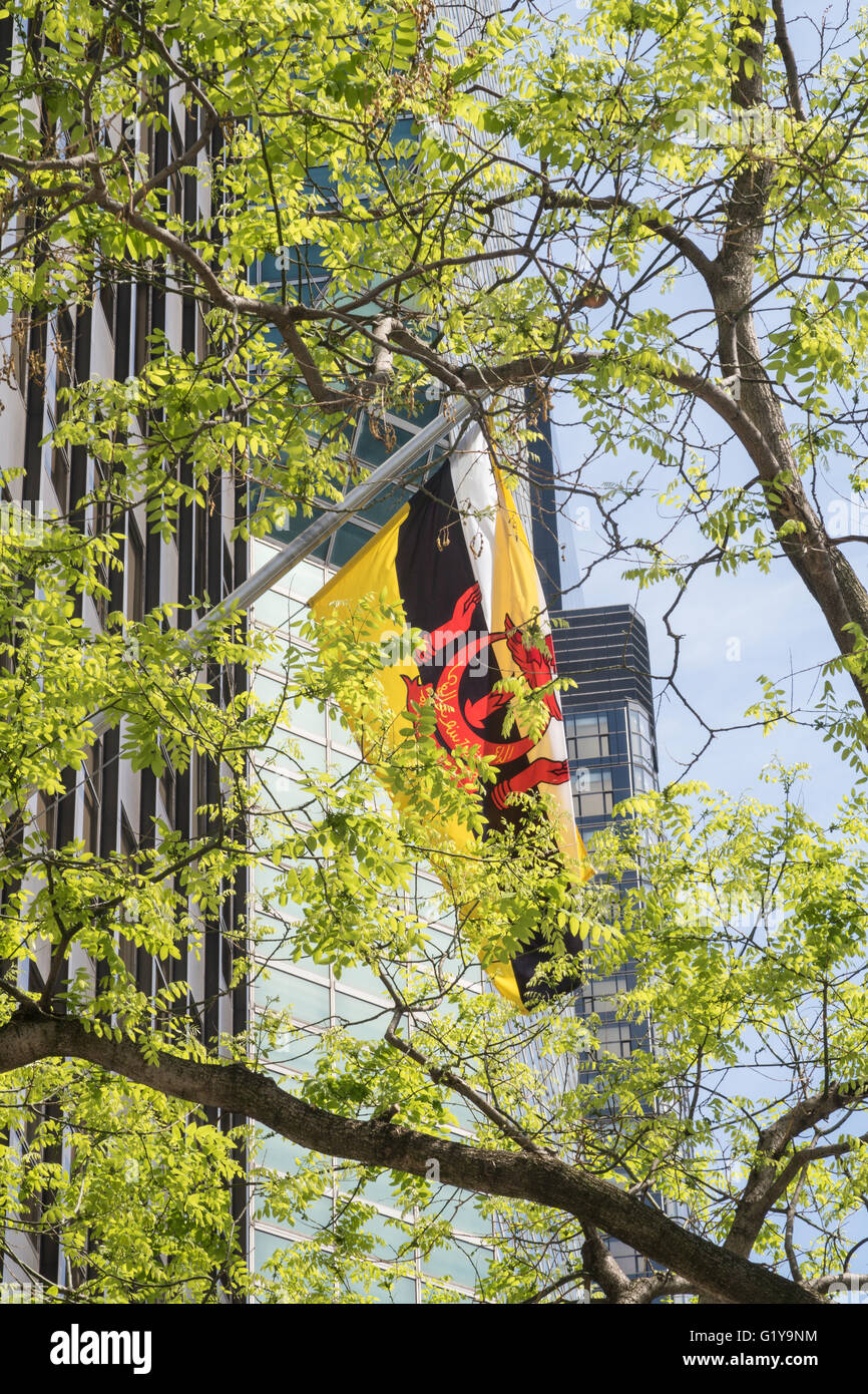 Mission permanente Brunéi Darussalam drapeau pour l'Organisation des Nations Unies, 771 United Nations Plaza, New York USA Banque D'Images