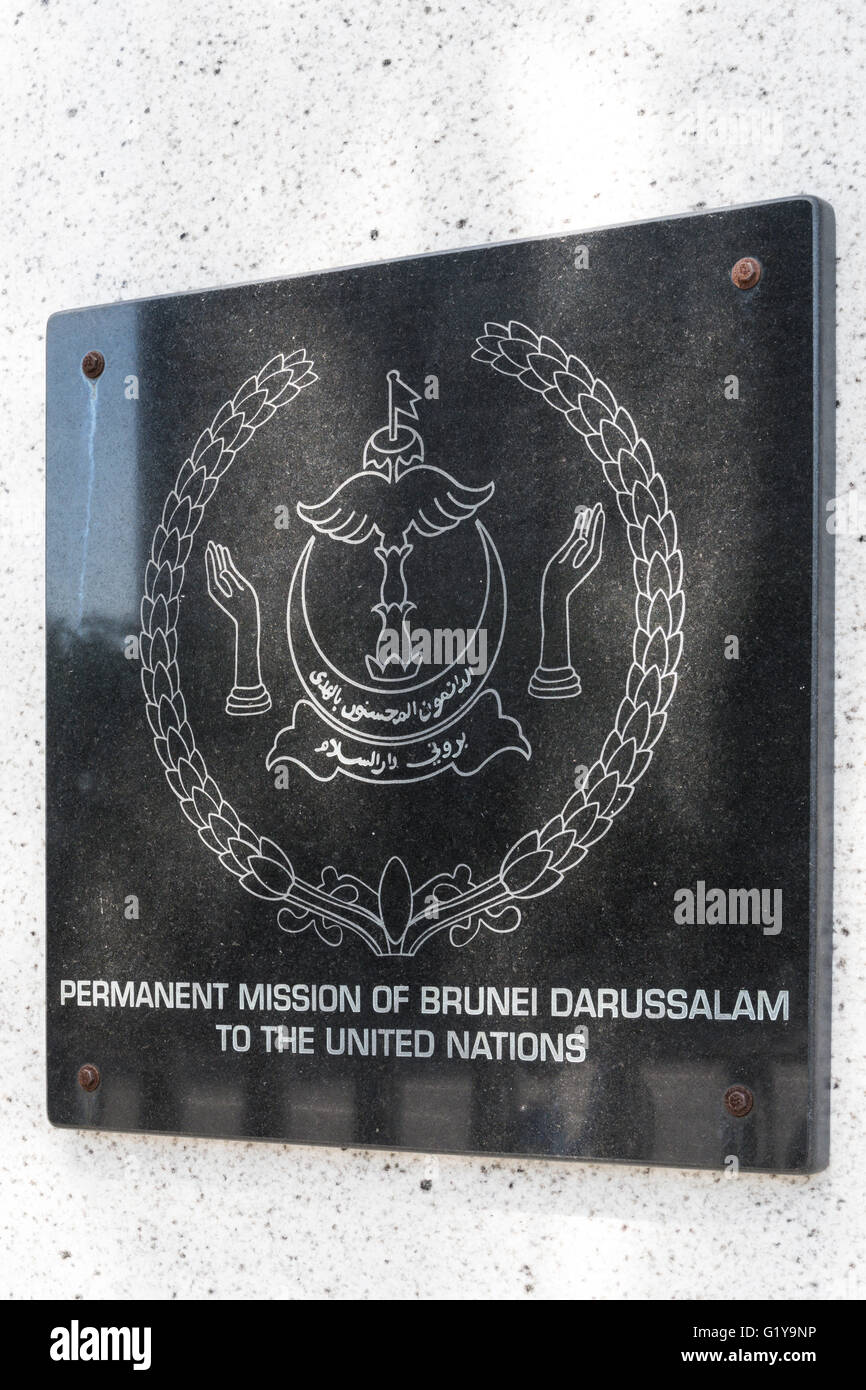 Mission permanente Brunéi Darussalam auprès de l'Organisation des Nations Unies, 771 United Nations Plaza, New York USA Banque D'Images