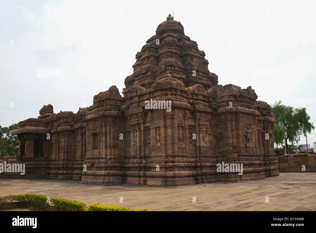 Mallikarjuna Temple, Temple Pattadakal Pattadakal, complexes, Karnataka, Inde. Le nord de mukha mandapa est également considérée. Banque D'Images