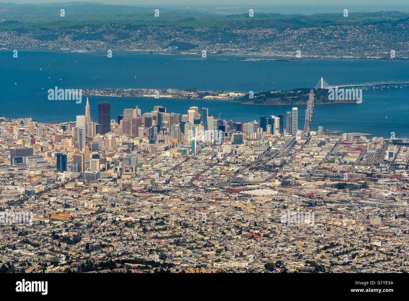 Vue aérienne, à San Francisco depuis le sud, le sud de San Francisco, San Francisco, USA, California, USA Banque D'Images