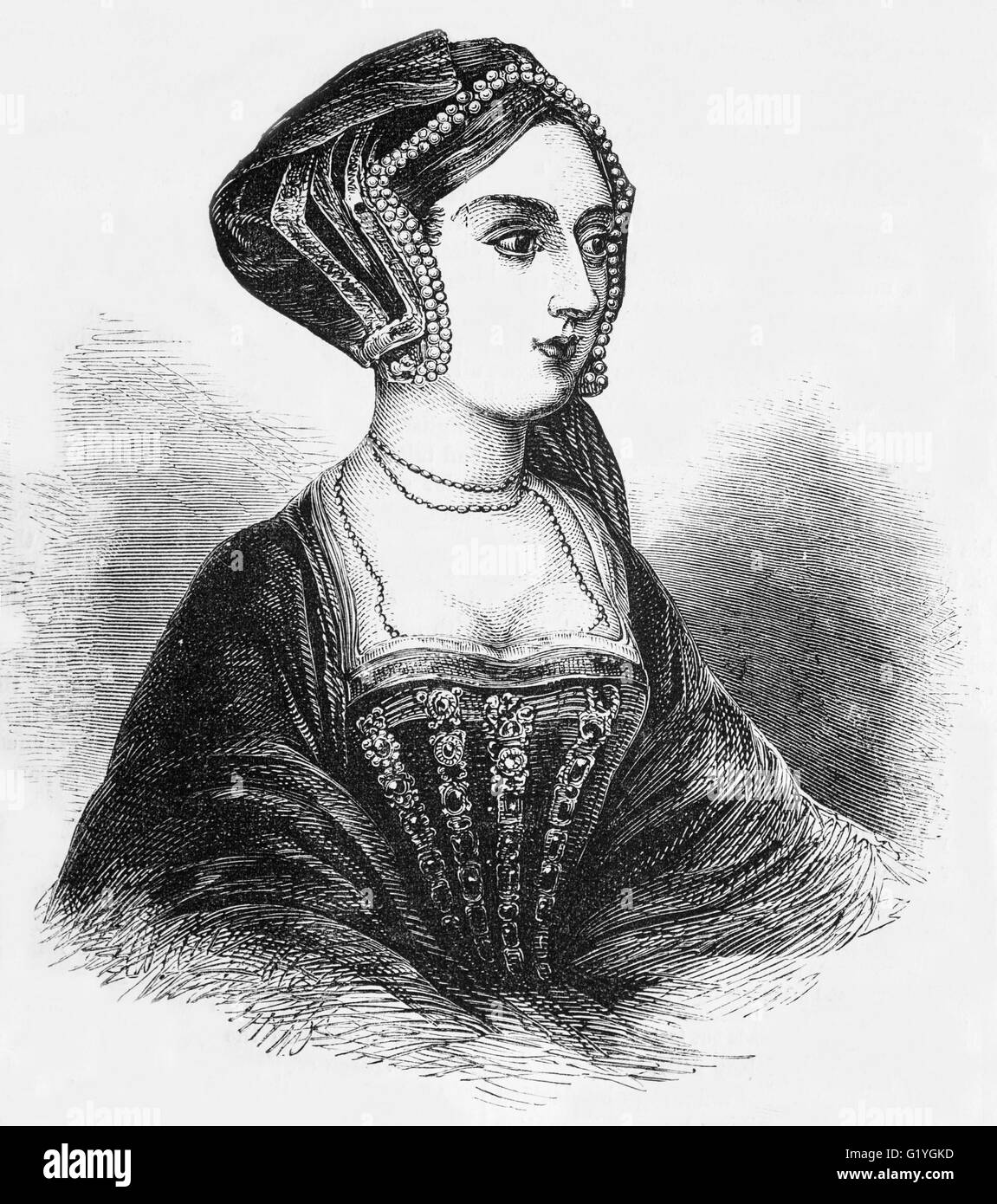 Anne Boleyn, la fille de Thomas Boleyn, Comte de Wiltshire, et son épouse, Lady Elizabeth Howard, reine d'Angleterre de 1533 à 1536 comme la deuxième épouse du Roi Henry VIII, Banque D'Images