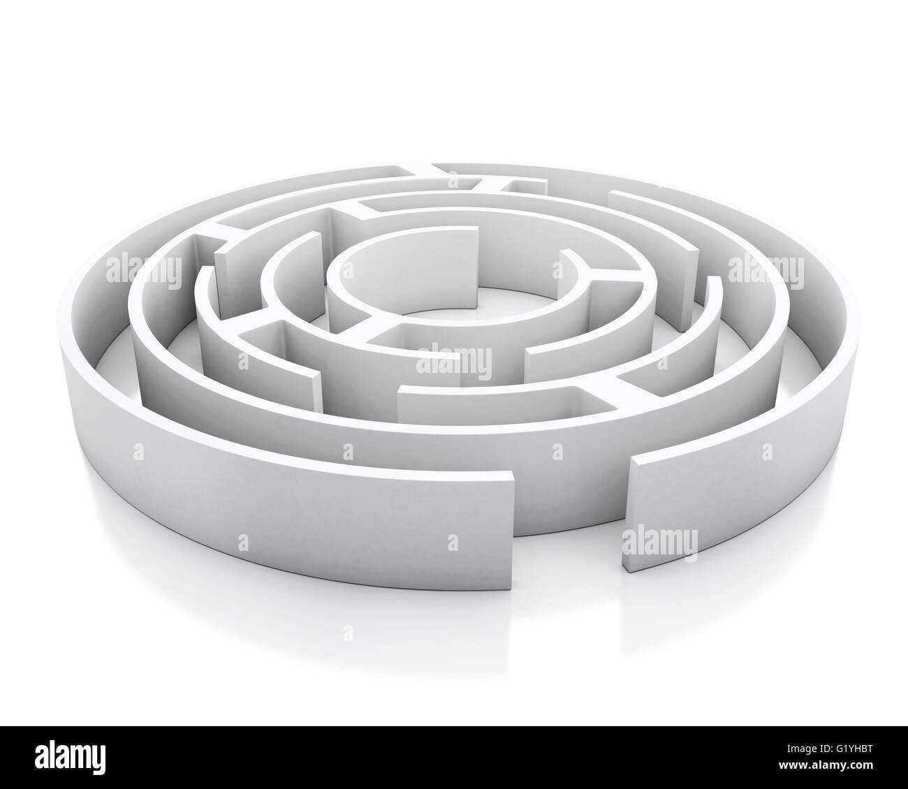 Moteur de rendu 3d image. Labyrinthe blanc. Isolé sur fond blanc. Banque D'Images Moteur de rendu 3d image. Labyrinthe blanc. Isolé sur fond blanc. Banque D'Images