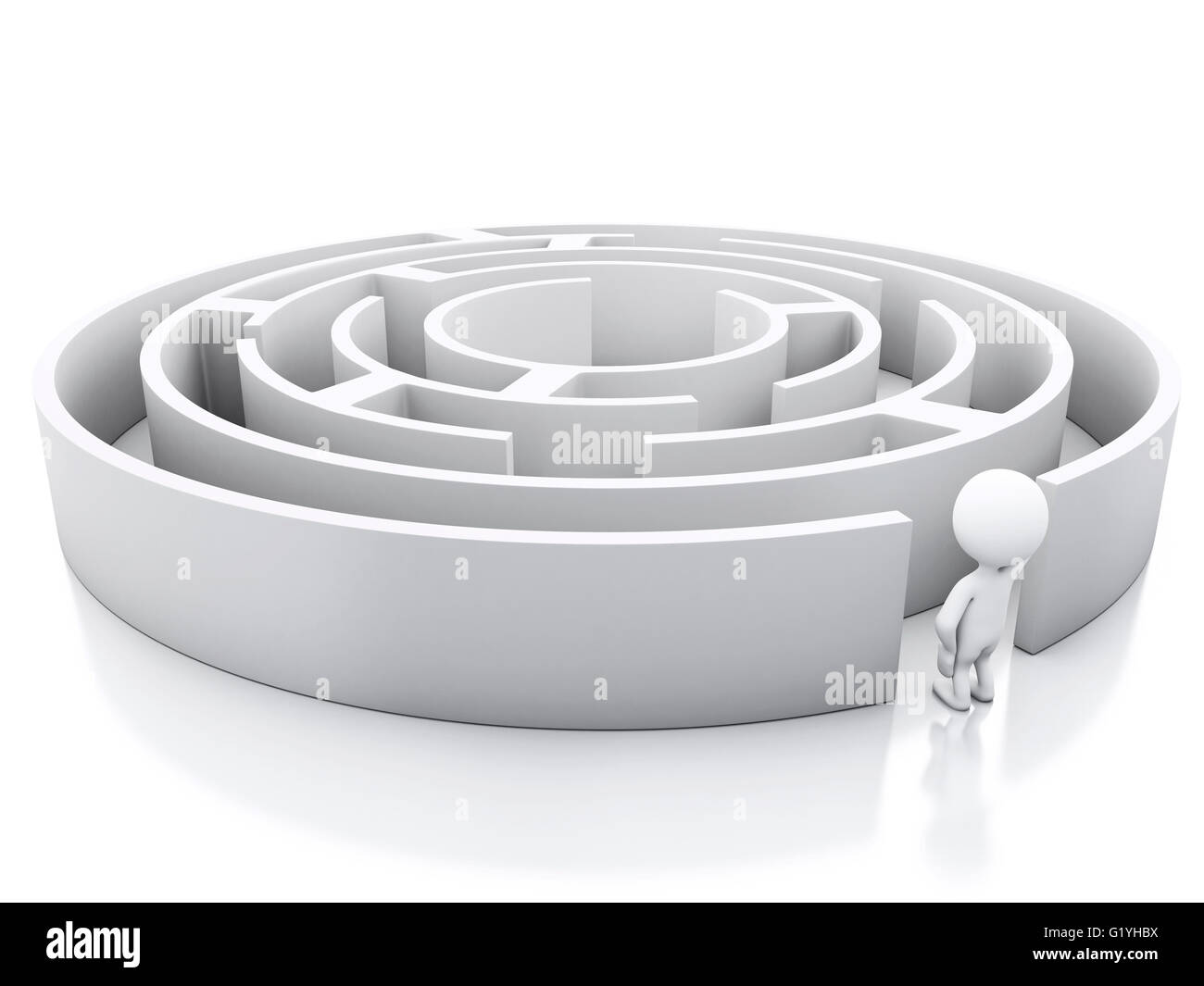 Moteur de rendu 3d image. Les blancs avec un labyrinthe. Succès défi. Isolé sur fond blanc. Banque D'Images Moteur de rendu 3d image. Les blancs avec un labyrinthe. Succès défi. Isolé sur fond blanc. Banque D'Images