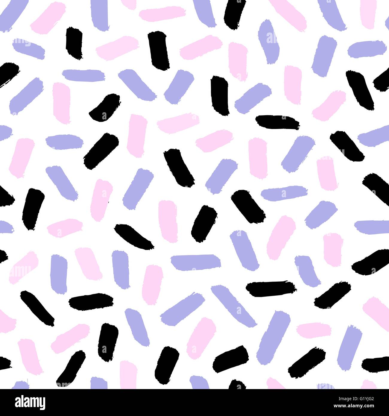Hand drawn abstract pattern en violet, rose et noir sur fond blanc. Style rétro arrière-plan transparent répétition. Illustration de Vecteur