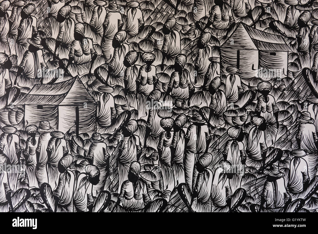 Dans l'arrière-plan noir et blanc avec les gens à la conception graphique du marché. des ressources. La foule concept, assemblage, d'une typique de Lati Banque D'Images