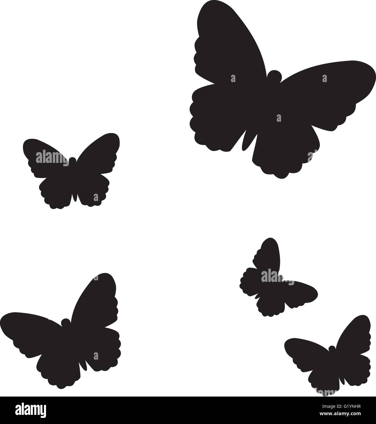 Papillons volant noir Illustration de Vecteur