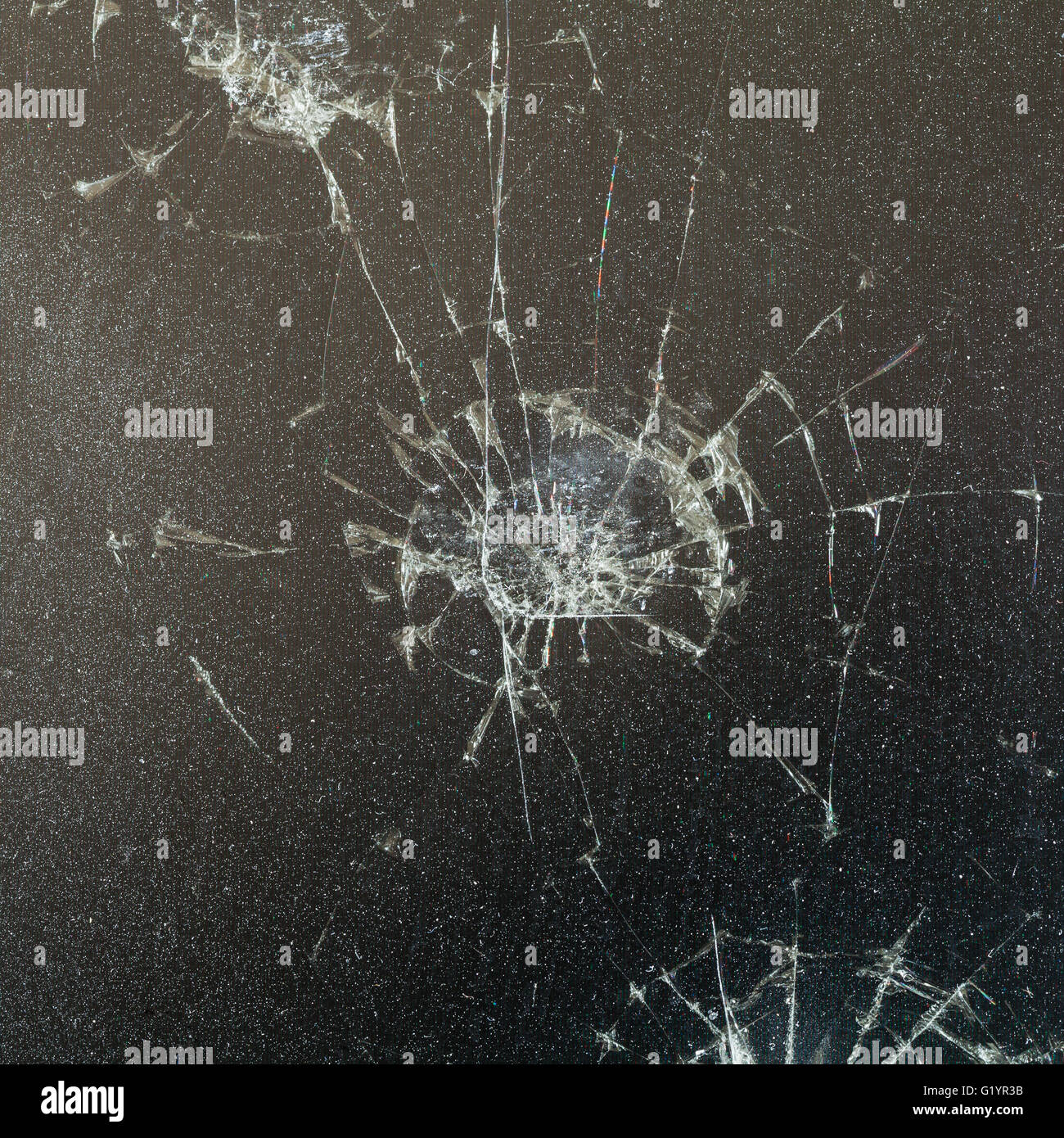 Fissure sur Verre protecteur endommagé du moniteur ACL close up Banque D'Images