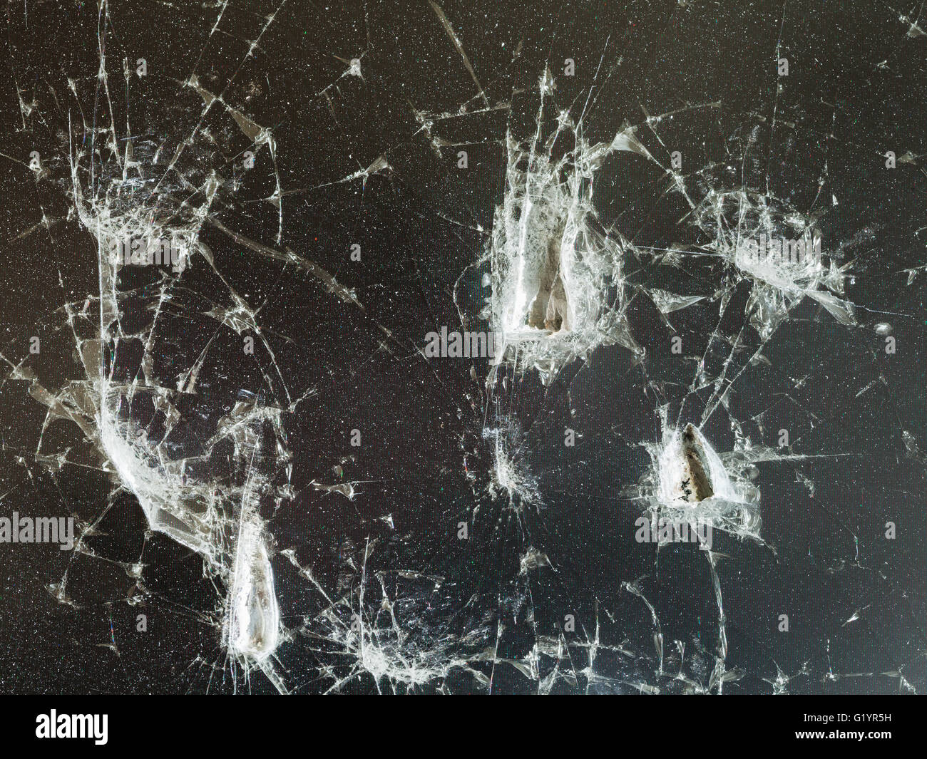 Trace de coups sur potective endommagées de l'écran LCD en verre close up Banque D'Images