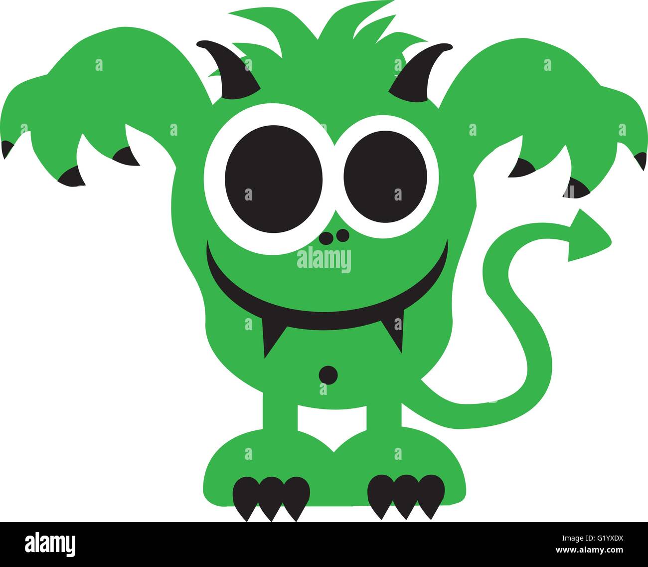 Green Monster smiling laid Illustration de Vecteur