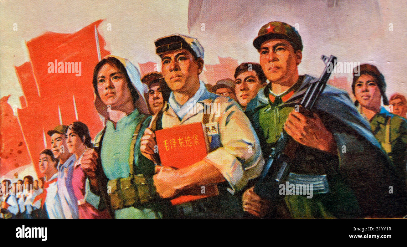 Affiche de propagande pendant la Révolution Culturelle en Chine. Banque D'Images