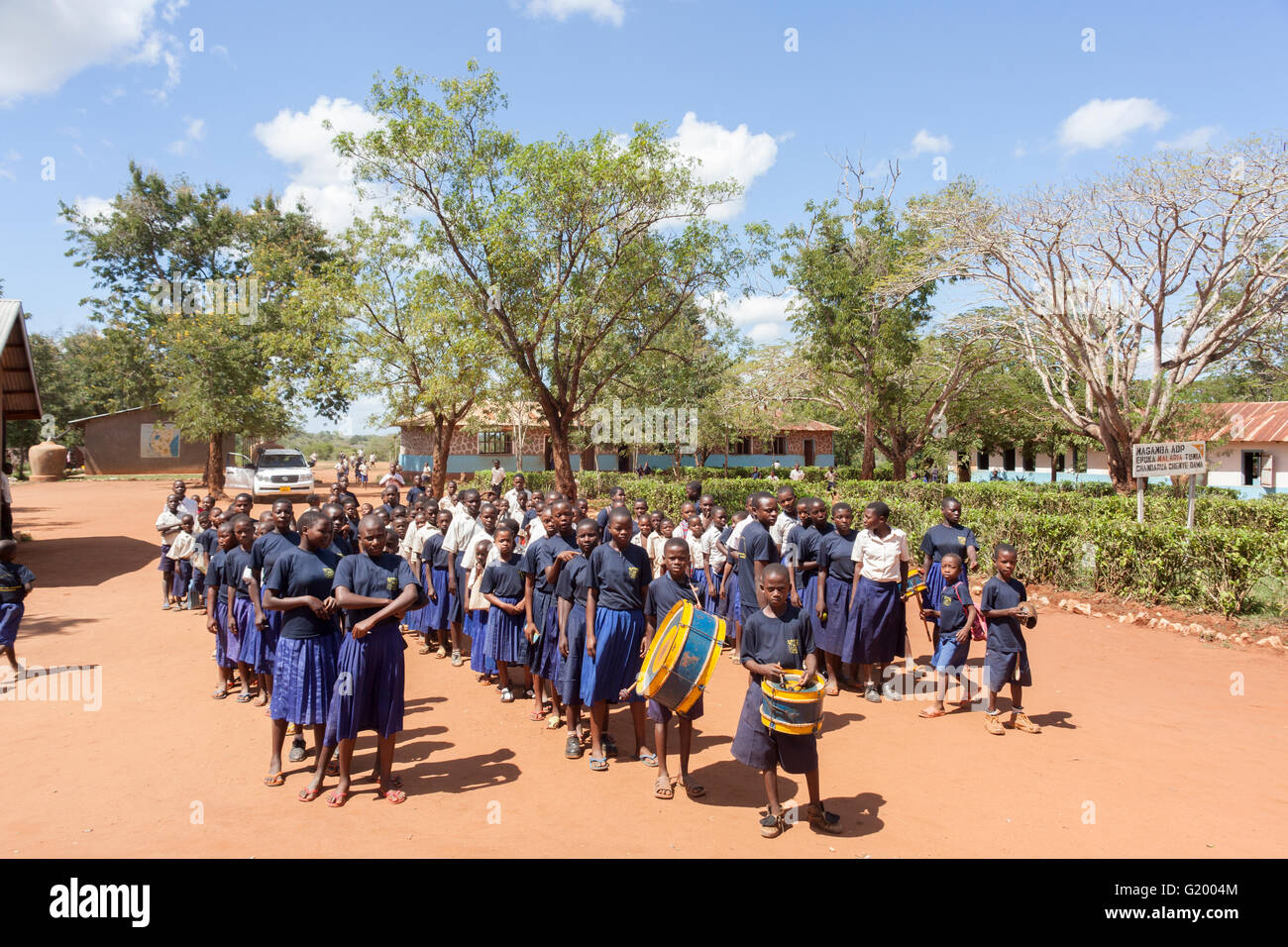 Les enfants à l'école en milieu rural en Afrique Banque D'Images
