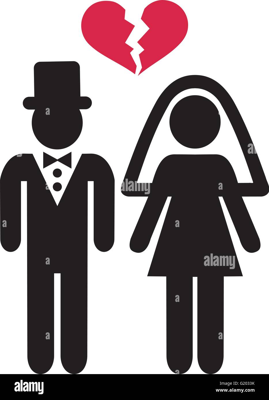 Divorcé(e) wedding couple symbole Illustration de Vecteur