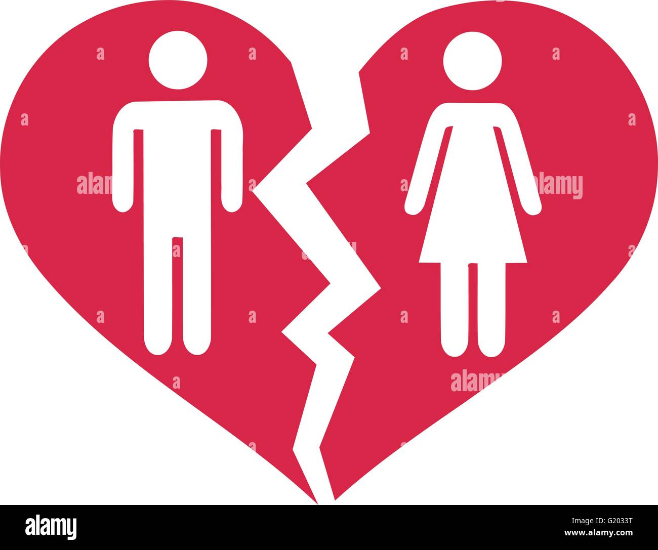 Couple divorcé en cœur brisé Illustration de Vecteur