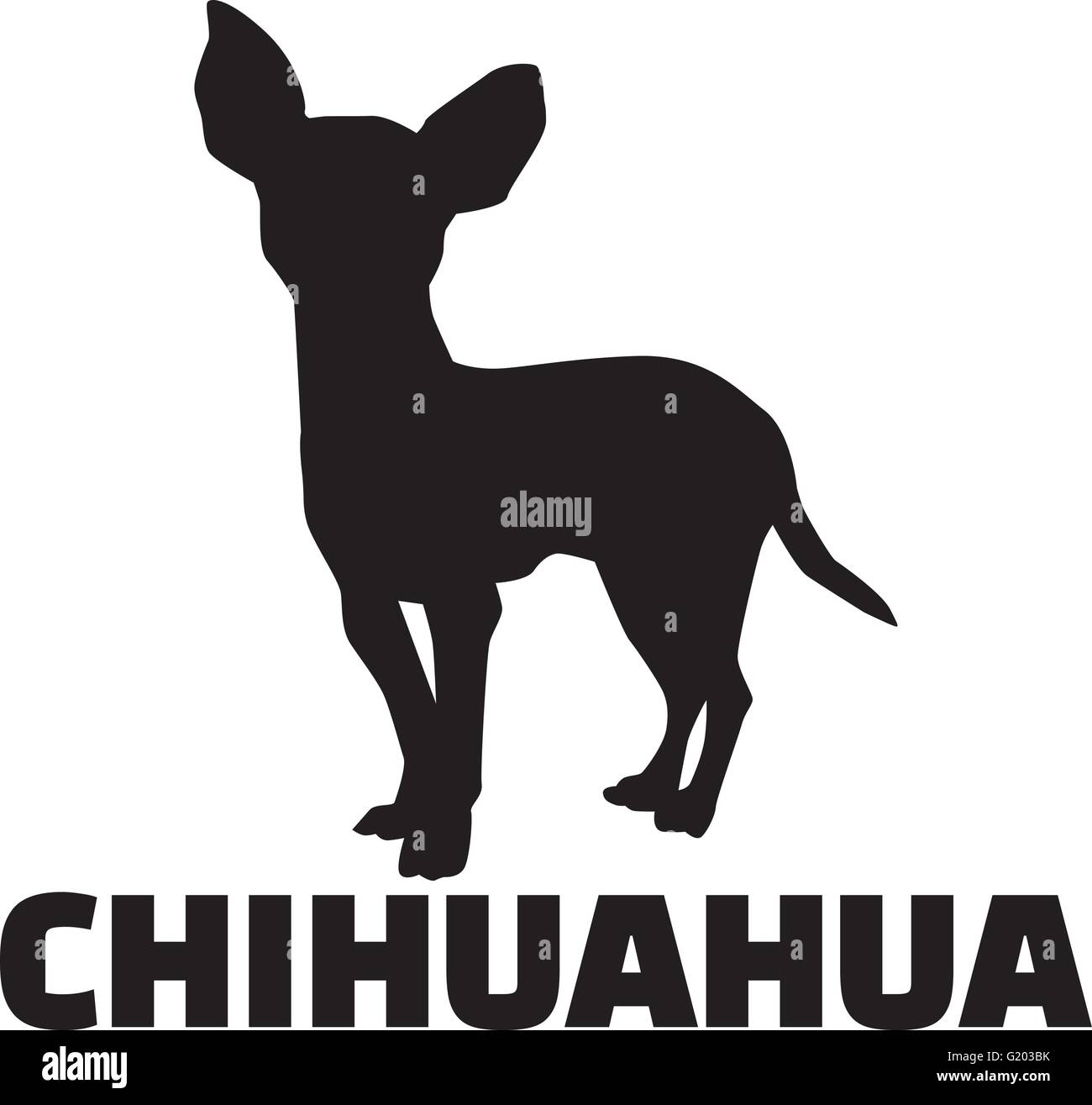 Silhouette avec nom race Chihuahua Illustration de Vecteur