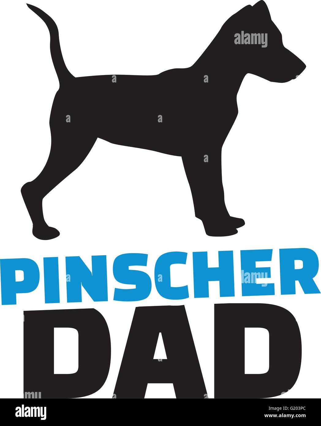 Silhouette chien Pinscher avec papa Illustration de Vecteur