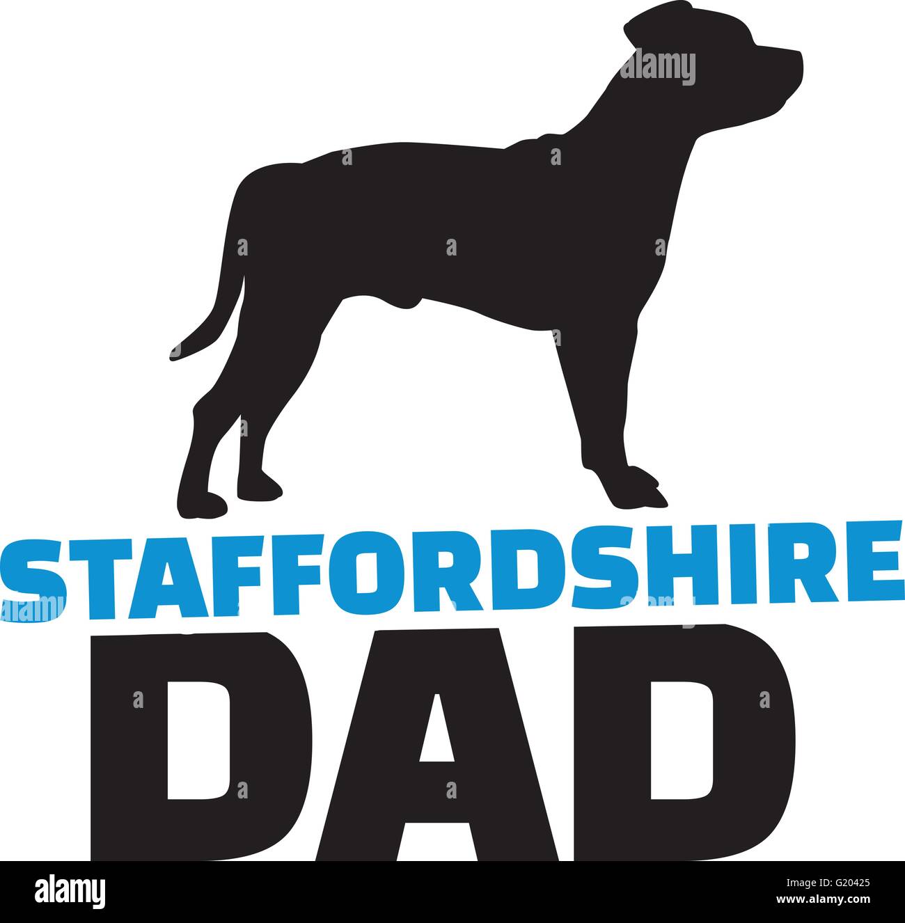 Staffordshire Bull Terrier papa avec silhouette de chien Illustration de Vecteur