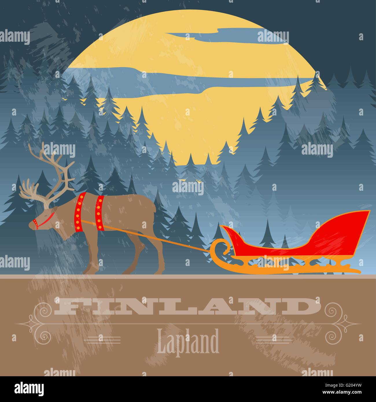 La Finlande de repère. Image style rétro. Vector illustration Illustration de Vecteur