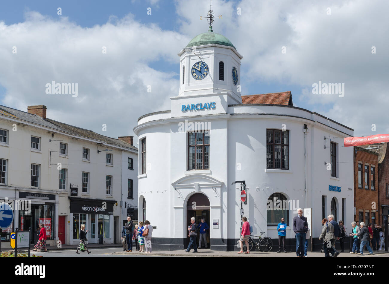 La banque Barclays bâtiment distinctif en croix du marché, Stratford-upon-Avon Banque D'Images