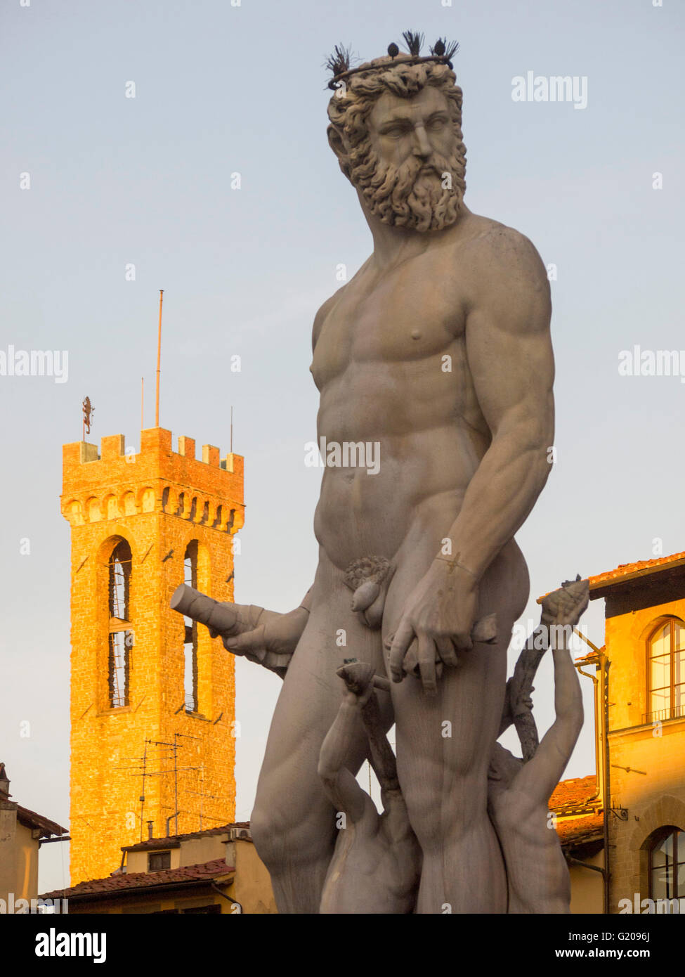 Italie,Toscane,Florence, la fontaine de Neptune. Banque D'Images