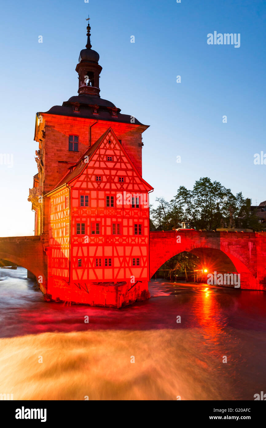 Allumé de ville historique de Bamberg, construit au 14ème siècle. Banque D'Images