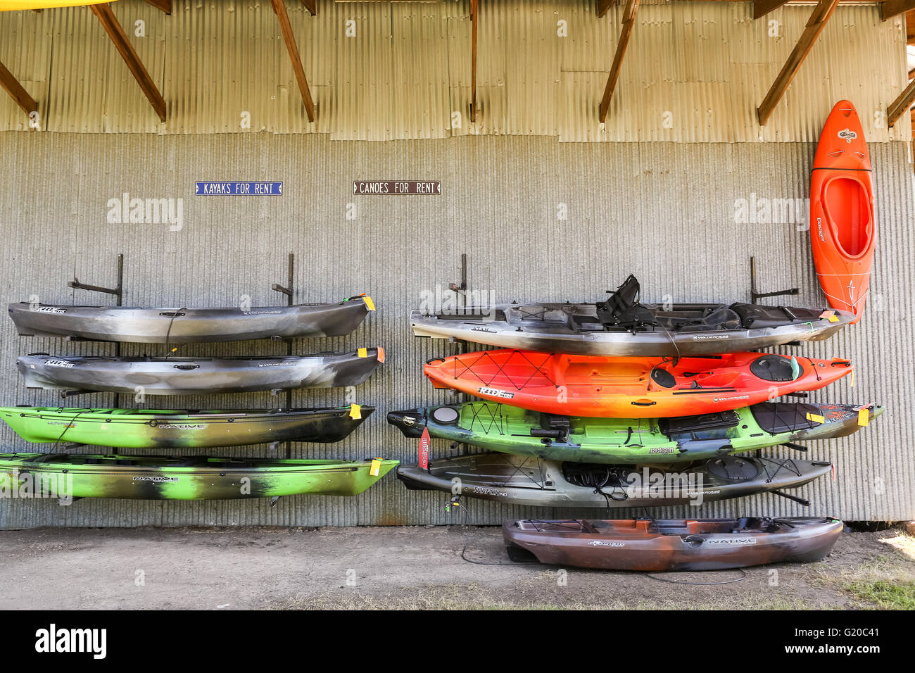 Sunrift Adventures kayak et canot pourvoirie à Travelers Rest près de Greenville, Caroline du Sud. Banque D'Images