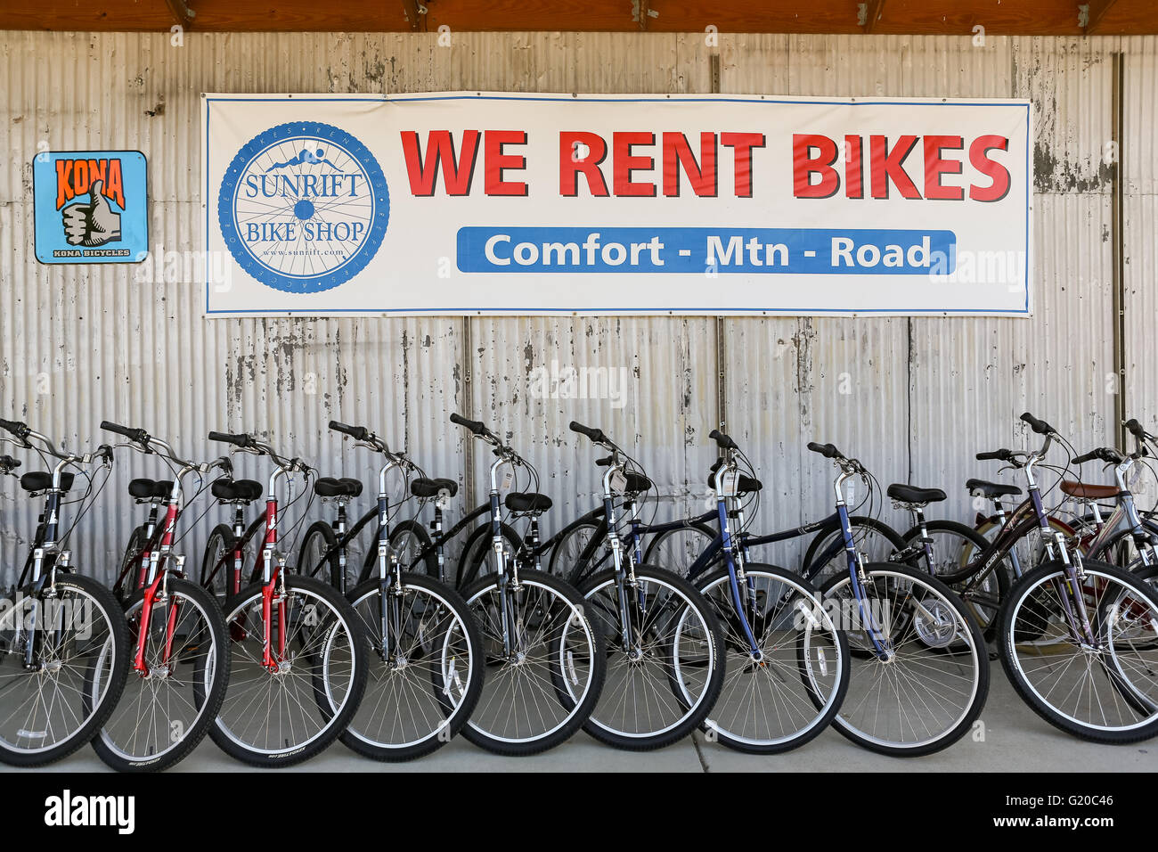 Sunrift Adventures bike shop et pourvoyeur au Travelers Rest près de Greenville, Caroline du Sud. Banque D'Images