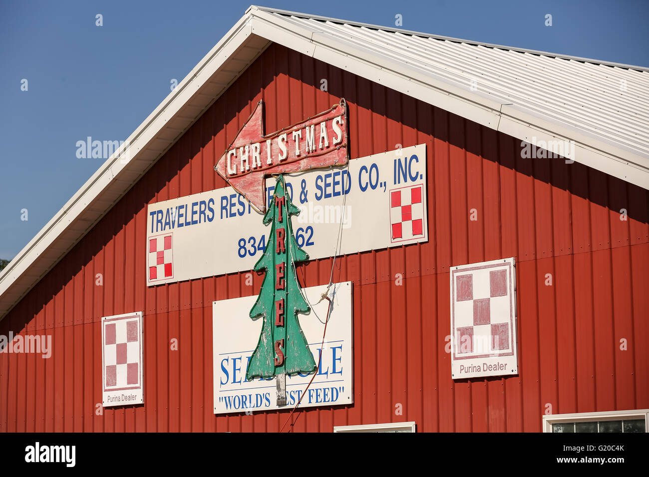 Travelers Rest Feed & magasin de graines de voyageurs reste près de Greenville, Caroline du Sud. Banque D'Images