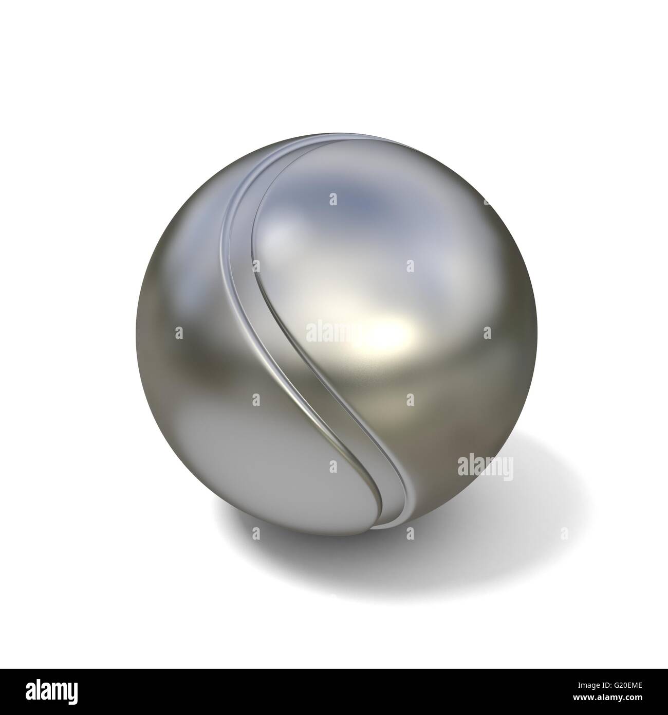 Balle de tennis en argent isolé sur fond blanc. 3D illustration Banque D'Images
