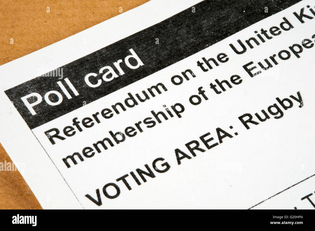 Carte Sondage pour l'organisation d'un référendum sur l'adhésion du Royaume-Uni à l'Union européenne Banque D'Images