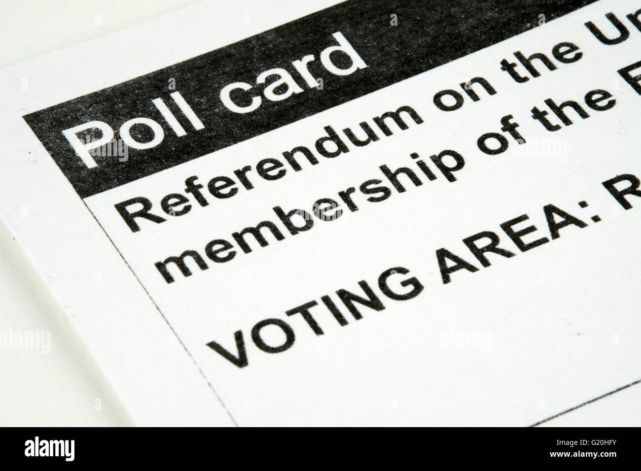 Carte Sondage pour l'organisation d'un référendum sur l'adhésion du Royaume-Uni à l'Union européenne Banque D'Images