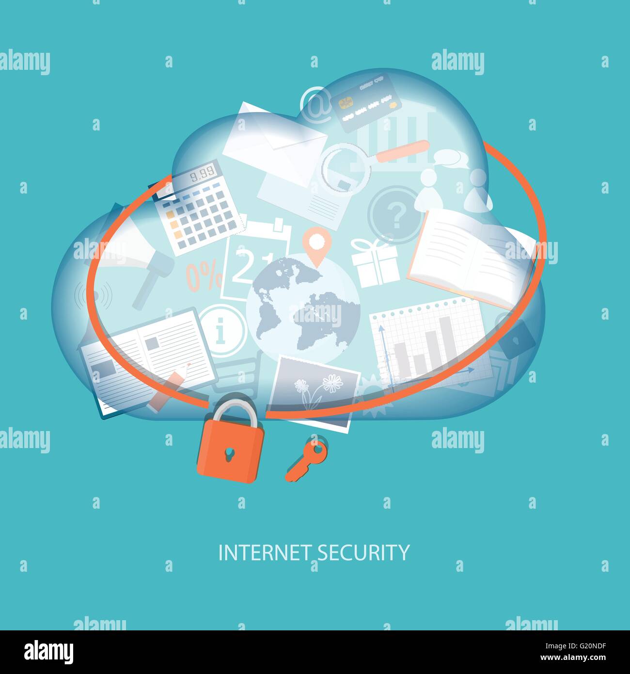 Le concept de cloud computing sécurité internet. vector illustration eps. 10. Illustration de Vecteur