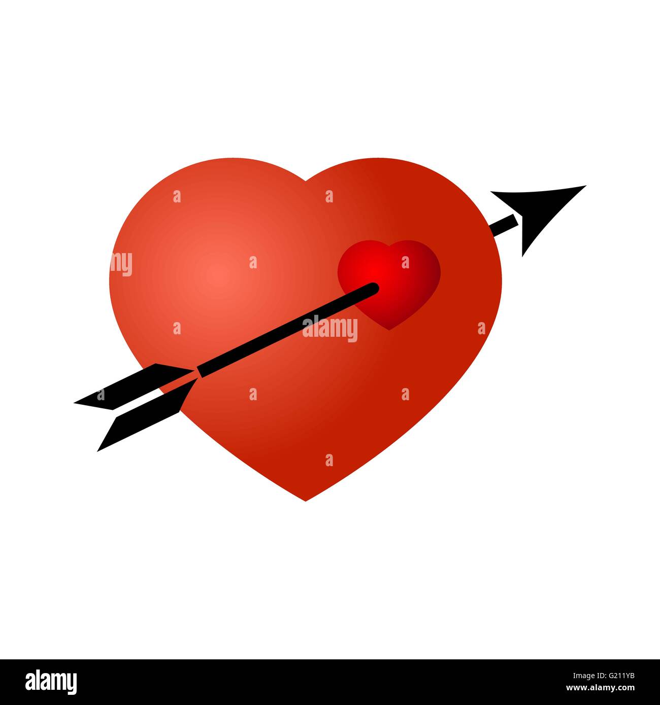 Flèche noire a éclaté à travers le coeur rouge Illustration de Vecteur