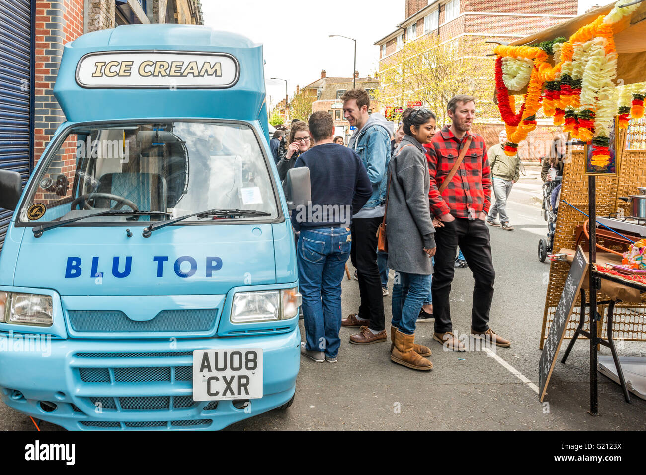 Londres, Royaume-Uni - 30 Avril 2016 : Druid Street market dans Bermondsey (situé dans les arches). Ice cream van Banque D'Images