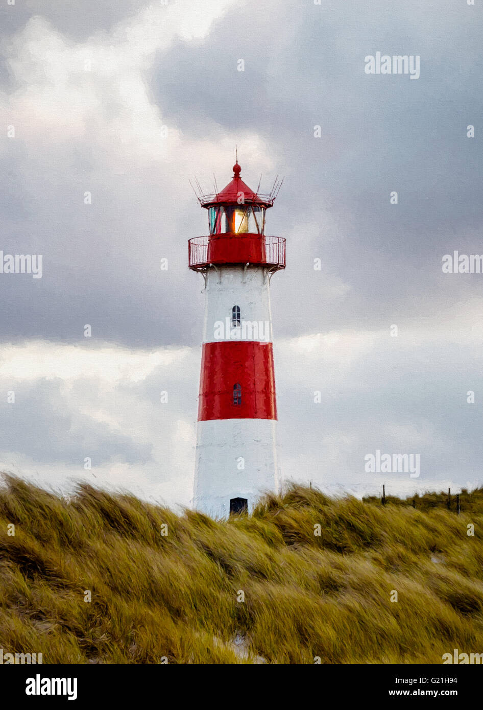 Leuchtturm, Sylt, Allemagne - peinture numérique Banque D'Images
