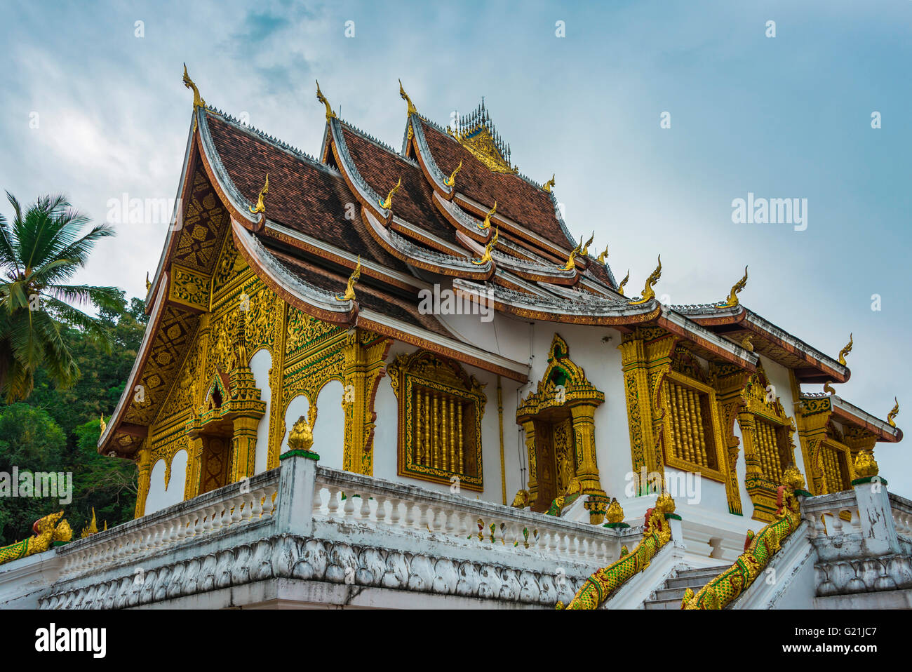 Temple bouddhiste Haw Pha Bang au Palais Royal, le quartier historique, Luang Prabang, Laos, Louangphabang Banque D'Images