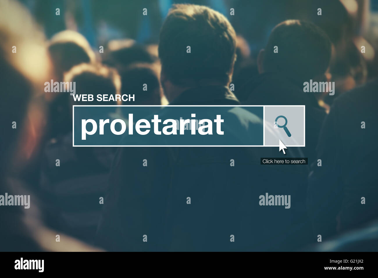 Prolétariat - Web search bar Glossaire Terme sur internet Banque D'Images