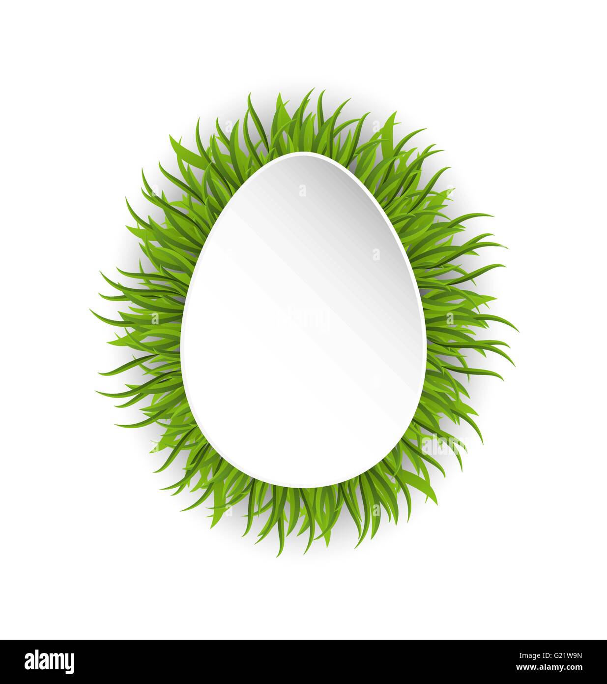 Joyeuses Pâques carte en papier en forme d'herbe verte avec des oeufs Illustration de Vecteur