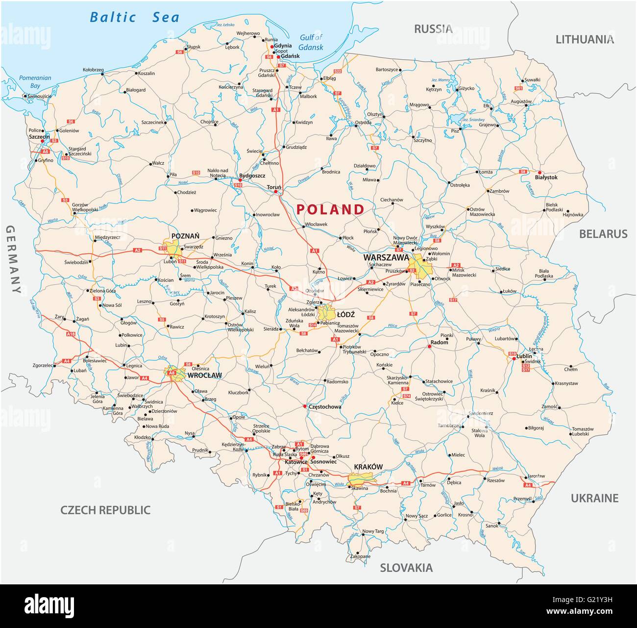 Route de vecteur de la République de Pologne Illustration de Vecteur