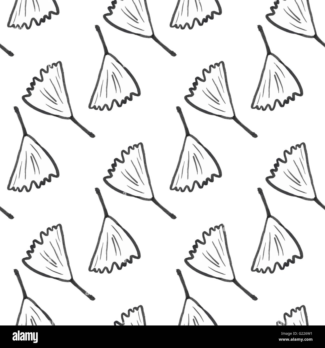 Motif Ginkgo biloba sans couture. Silhouette de ginko quitte Illustration de Vecteur