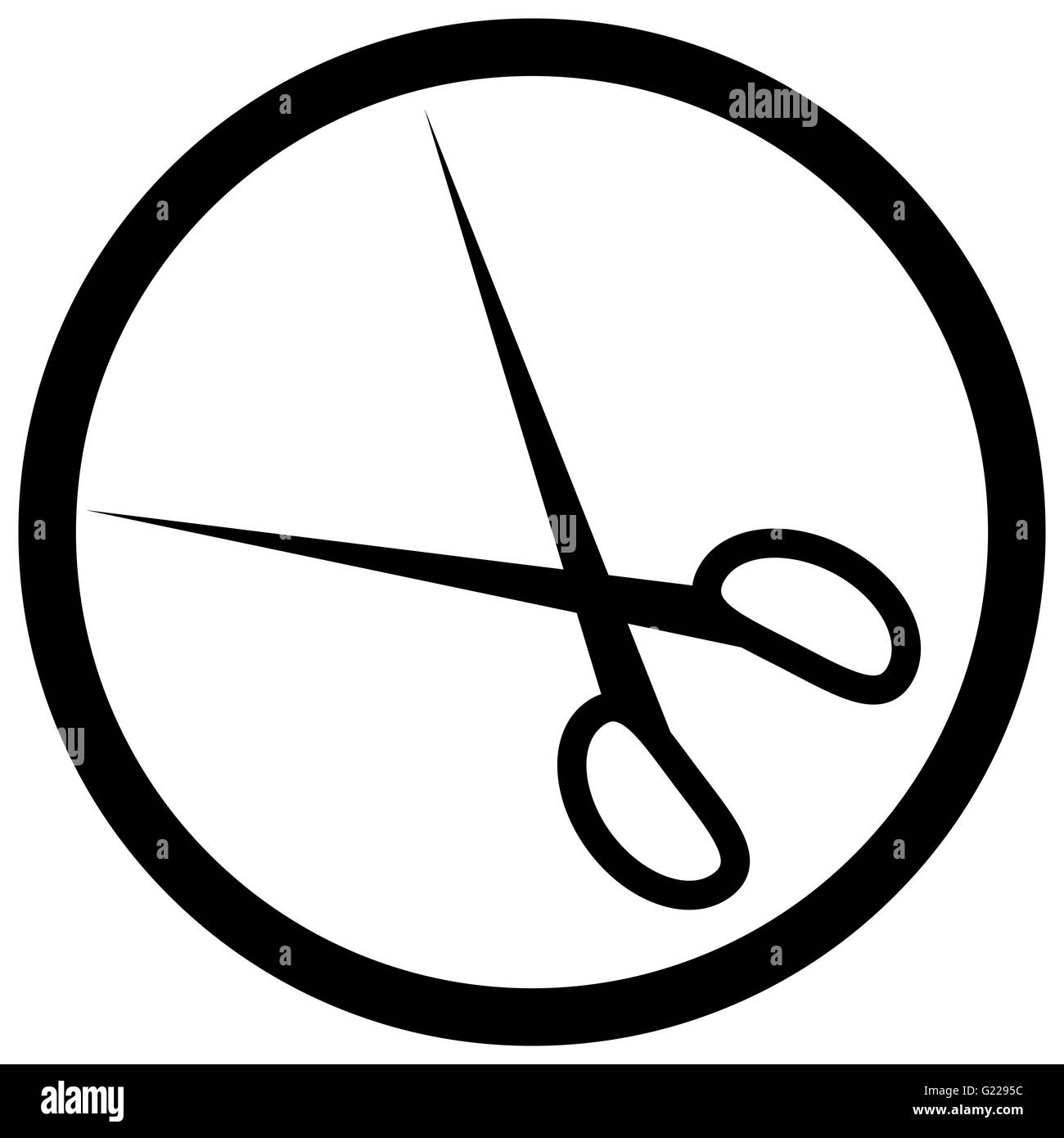 Icône ciseaux noir blanc. Inscrivez-coiffure ciseaux de l'outil. Vector illustration design plat Banque D'Images