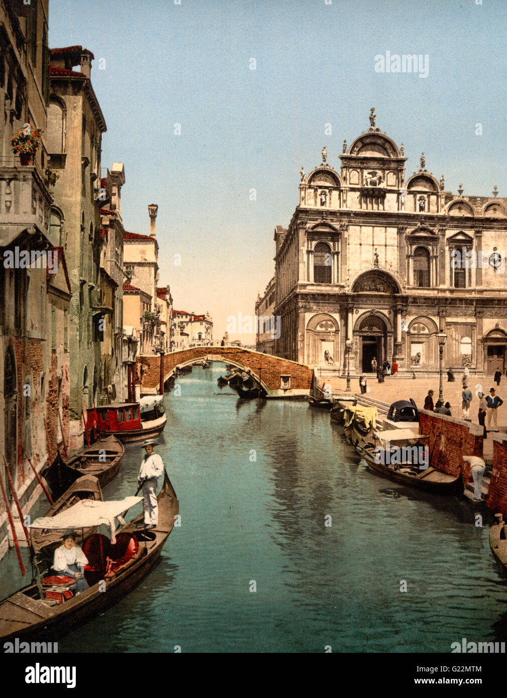 Avant de St Marc et de l'hôpital public, Venise, Italie, vers 1900 Banque D'Images