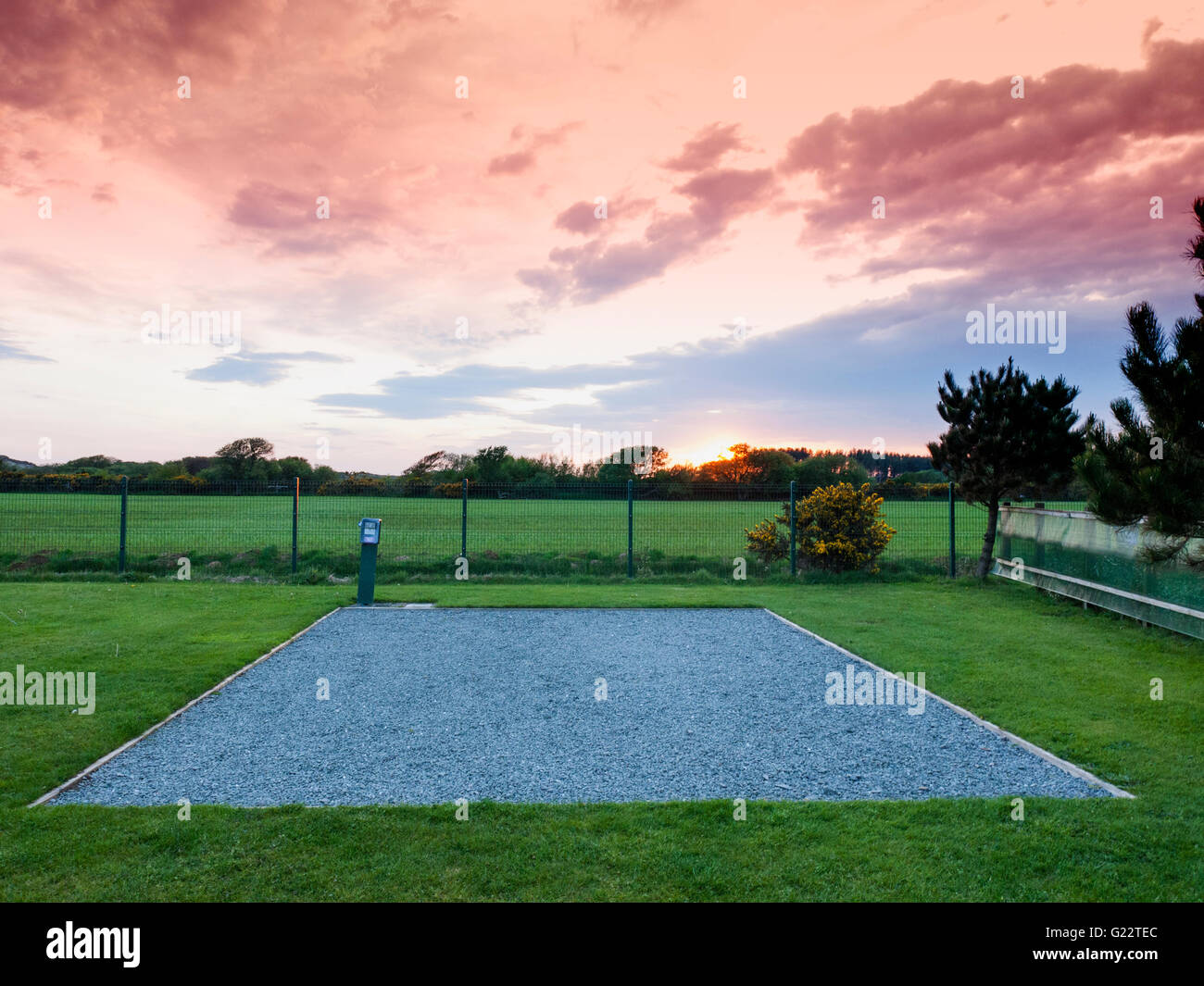 Terrain vacant pour caravane ou camping-car sur camping UK Banque D'Images