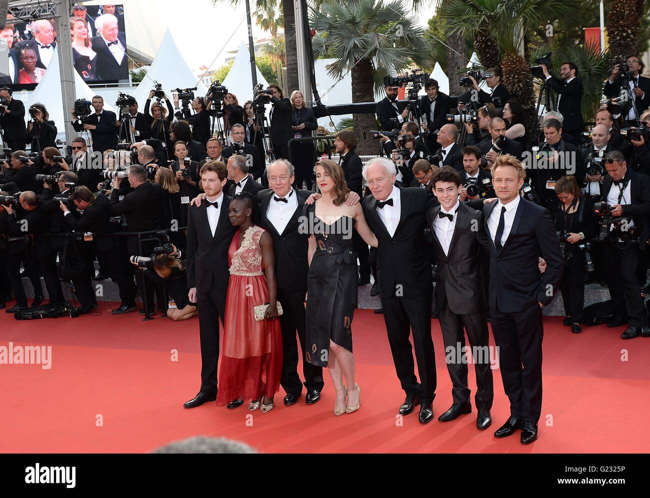 05/18/2016 2850745 Acteurs Olivier Bonnaud et Nadege Ouedraogo, Directeur Luc Dardenne, actrice Adèle Haenel, directeur Jean-Pierre Dardenne, Louka Minnella, et Jeremie Renier sur le tapis rouge avant la première du film l'Inconnu Girl (La Fille Inconnue) à la 69e Festival de Cannes. Ekaterina Chesnokova/Spoutnik |/photo alliance Banque D'Images